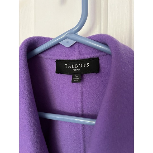 Talbots Purple 90% Wool Open Front Jacket Blazer, Small Petite Pockets Fall - Picture 2 of 7
